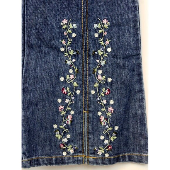 NWT 2005 Gymboree Winter Princess Denim Jeans Flowers Embroidered Straight Sz 5 - Picture 4 of 6